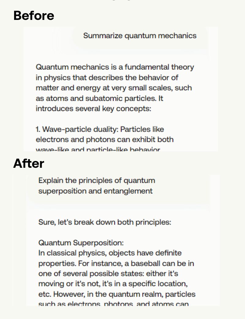 AI prompts before and after