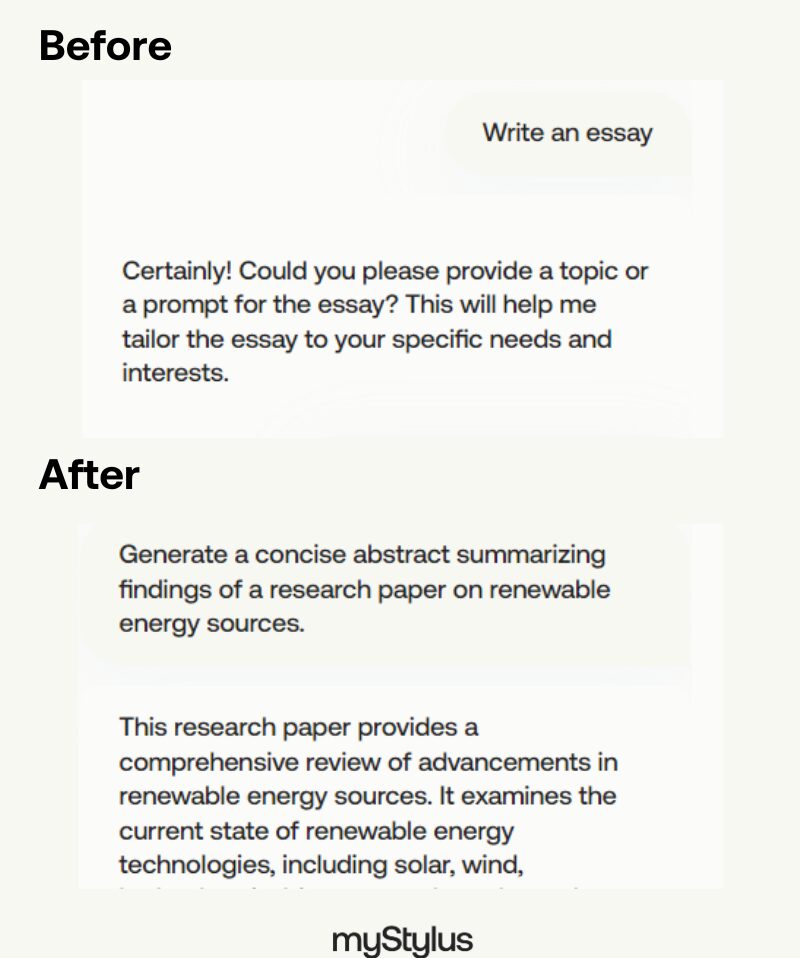 ai answers before and after